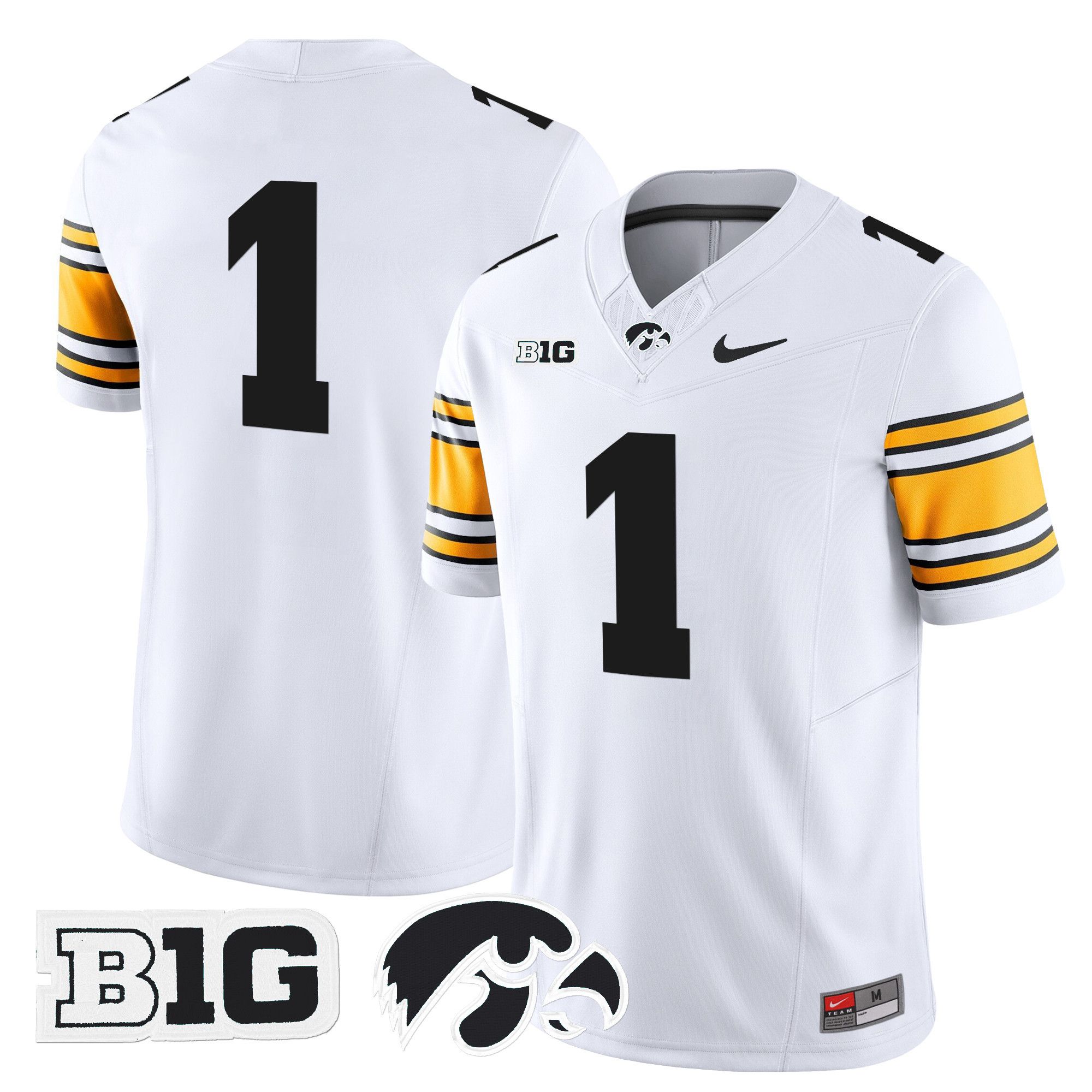 Men Iowa Hawkeyes #1 No Name White Nike 2024 Vapor Limited NCAA Jersey